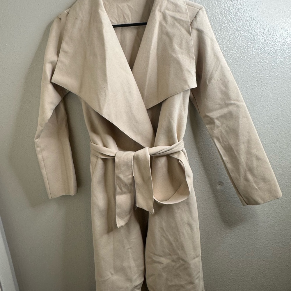 PrettyLittleThing Cream Wrap Belted Trench Coat